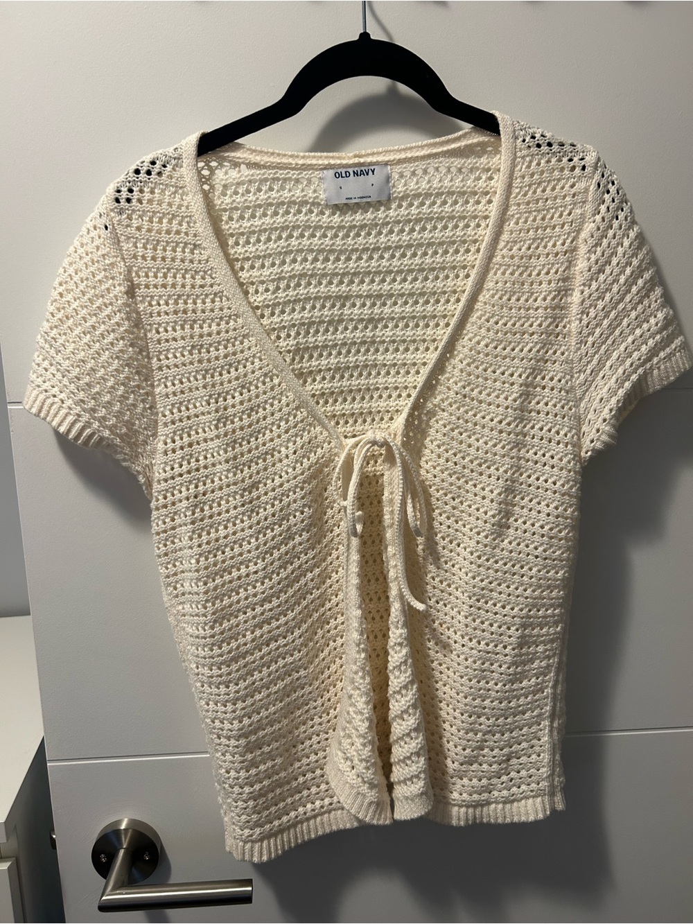 Old Navy Cream Crochet Open-Knit Top